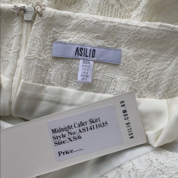 Asilio ivory lace midi skirt size XS NWT *FLAW SEE PICS - Picture 15 of 16